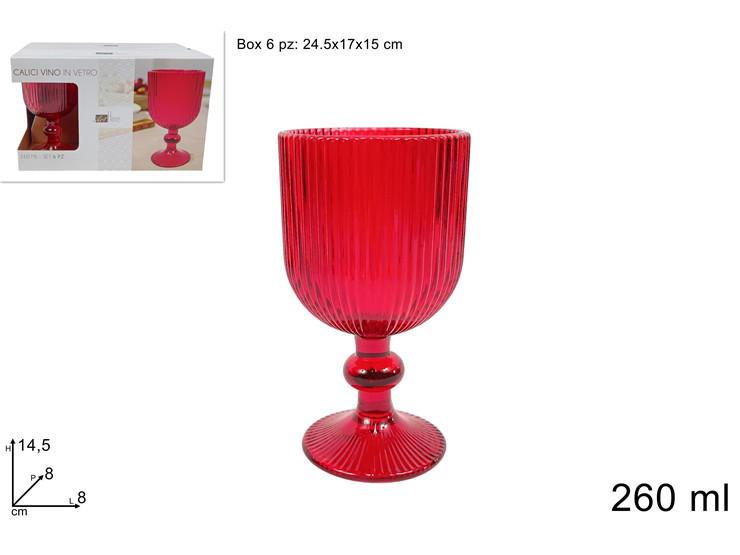 CALICI VINO VETRO 260ML SET 6PEZZI ROSSI RIGATO (F1.58) ART.XNA24075151 CALICI VINO VETRO 260ML SET 6PEZZI ROSSI RIGATO (F1.58) ART.XNA24075151