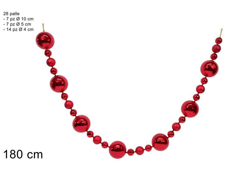 GHIRLANDA PALLINE 180CM ROSSA ART.XNA24039853 GHIRLANDA PALLINE 180CM ROSSA ART.XNA24039853