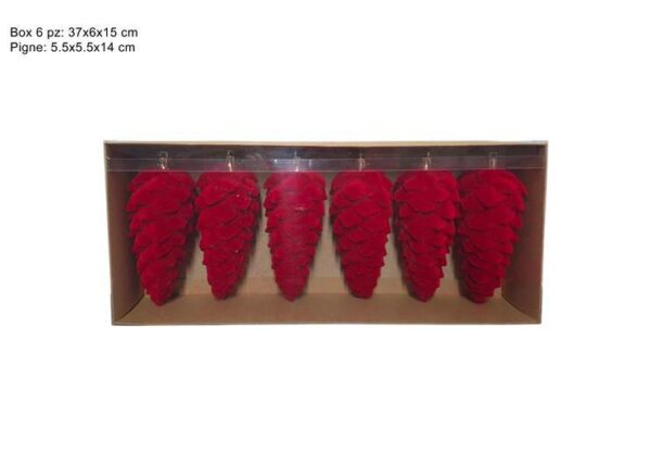 PIGNE VELLUTO ROSSO 14CM SET 6PZ IN BOX ART.XNA25018471