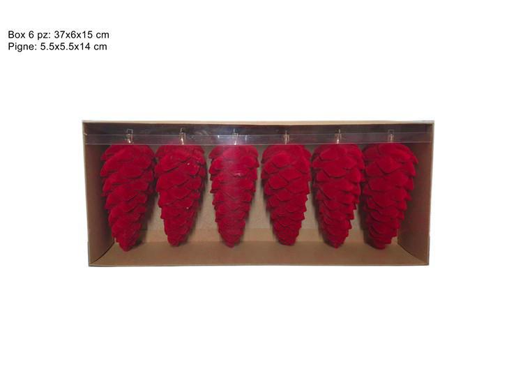 PIGNE VELLUTO ROSSO 14CM SET 6PZ IN BOX ART.XNA25018471 PIGNE VELLUTO ROSSO 14CM SET 6PZ IN BOX ART.XNA25018471