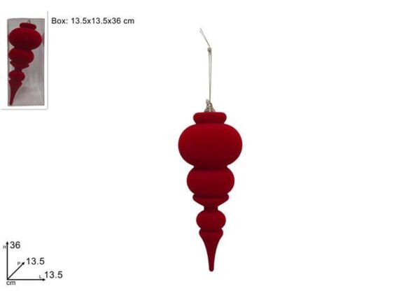 PENDENTE VELLUTO ROSSO 36CM IN BOX PVC ART.XNA25018701