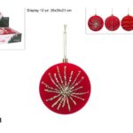PALLA 8CM VELLUTO ROSSO C GLITTER ORO 4ASS.IN DISPLAY ART.XNA25028731