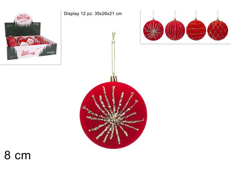 PALLA 8CM VELLUTO ROSSO C GLITTER ORO 4ASS.IN DISPLAY ART.XNA25028731 PALLA 8CM VELLUTO ROSSO C GLITTER ORO 4ASS.IN DISPLAY ART.XNA25028731