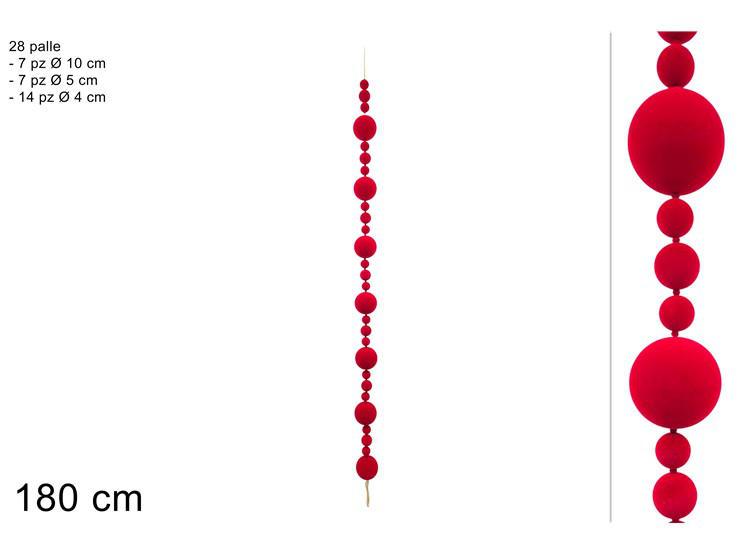GHIRLANDA 180CM C PALLE IN VELLUTO ROSSA ART.XNA25029301 GHIRLANDA 180CM C PALLE IN VELLUTO ROSSA ART.XNA25029301