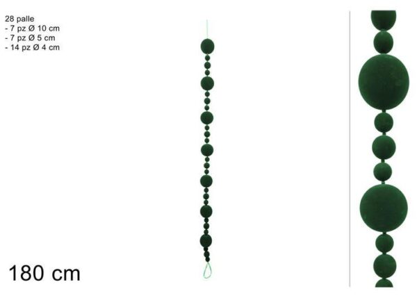 GHIRLANDA 180CM C PALLE IN VELLUTO VERDE ART.XNA25029321