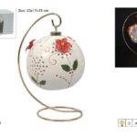 PALLA 12.5CM CON FIORI CON LUCE CON STAND METALLO ART.XNA25035441