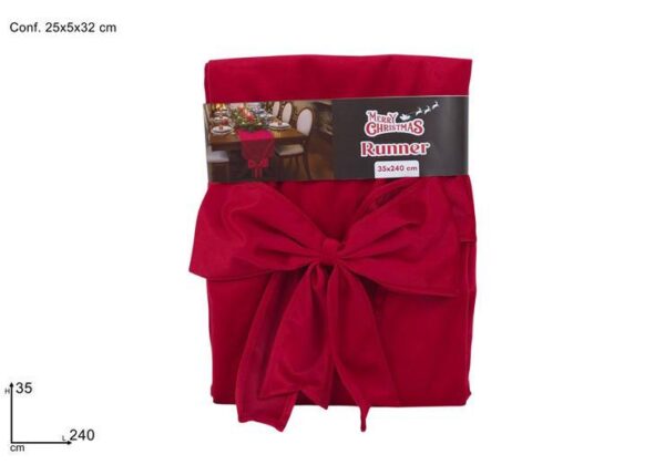 RUNNER EFFETTO VELLUTO ROSSO CON FIOCCO 35X240 CM (F. 11.56) ART.XNA25045421