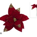 STELO FIORE EFFETTO VELLUTO ROSSO 62CM CON PAILLETTES ART.XNA25055331