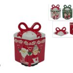 BARATTOLO 19CM CERAMICA DECORO BABBO NONNA NATALE 3COL ART.XNA25069141
