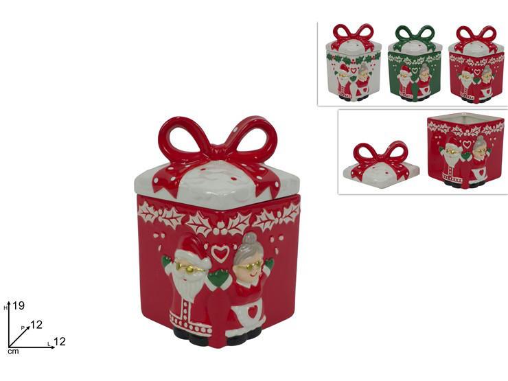 BARATTOLO 19CM CERAMICA DECORO BABBO NONNA NATALE 3COL ART.XNA25069141 BARATTOLO 19CM CERAMICA DECORO BABBO NONNA NATALE 3COL ART.XNA25069141