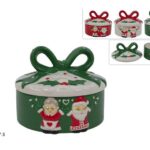 BARATTOLO TONDO 17CM CERAMICA DECORO BABBO NONNA NATALE 3COL ART.XNA25069241