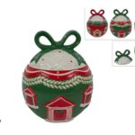 BARATTOLO PALLA CERAMICA 23CM DECORO CASA NATALIZIA 3COL ART.XNA25069391