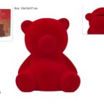 ORSETTO SALVADANAIO 16CM EFFETTO VELLUTO ROSSO ART.XNA25041022