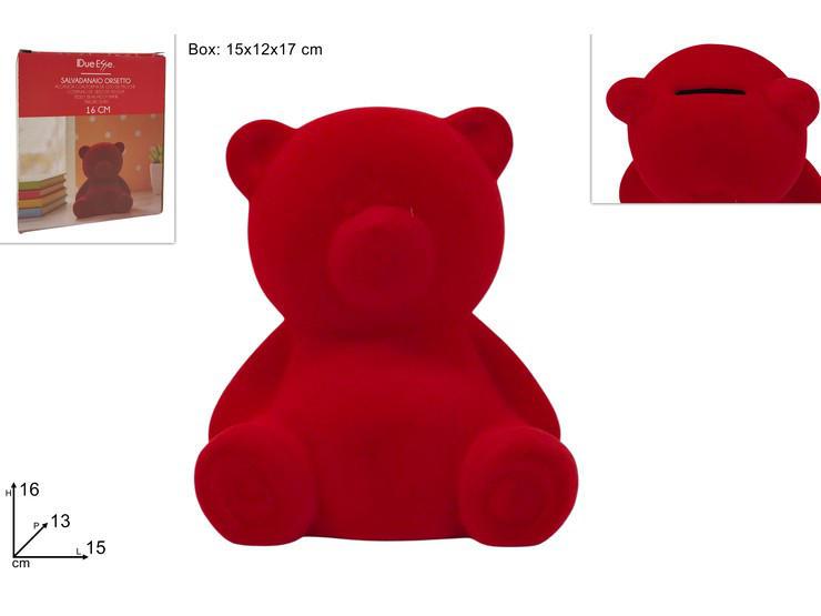 ORSETTO SALVADANAIO 16CM EFFETTO VELLUTO ROSSO ART.XNA25041022 ORSETTO SALVADANAIO 16CM EFFETTO VELLUTO ROSSO ART.XNA25041022