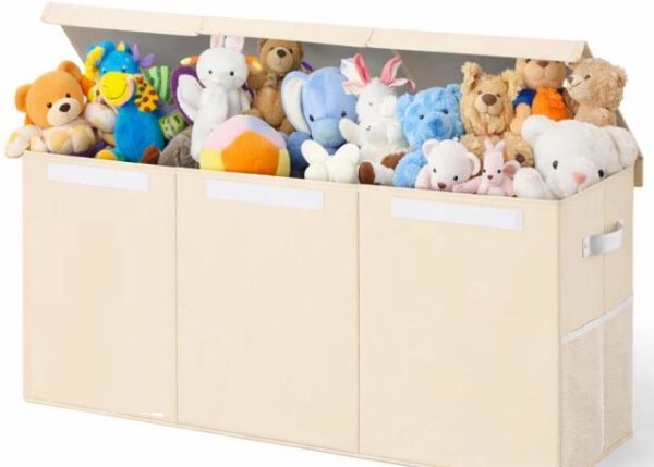 SCATOLA BAULE PORTA GIOCHI PIEGHEVOLE IN TNT 120LT G08167 BEIGE