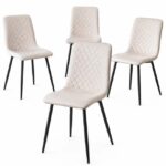 SET 4 SEDIE MC47 BEIGE VELLUTO CON PIEDI BLACK