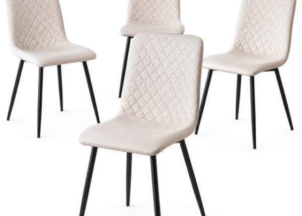 SET 4 SEDIE MC47 BEIGE VELLUTO CON PIEDI BLACK