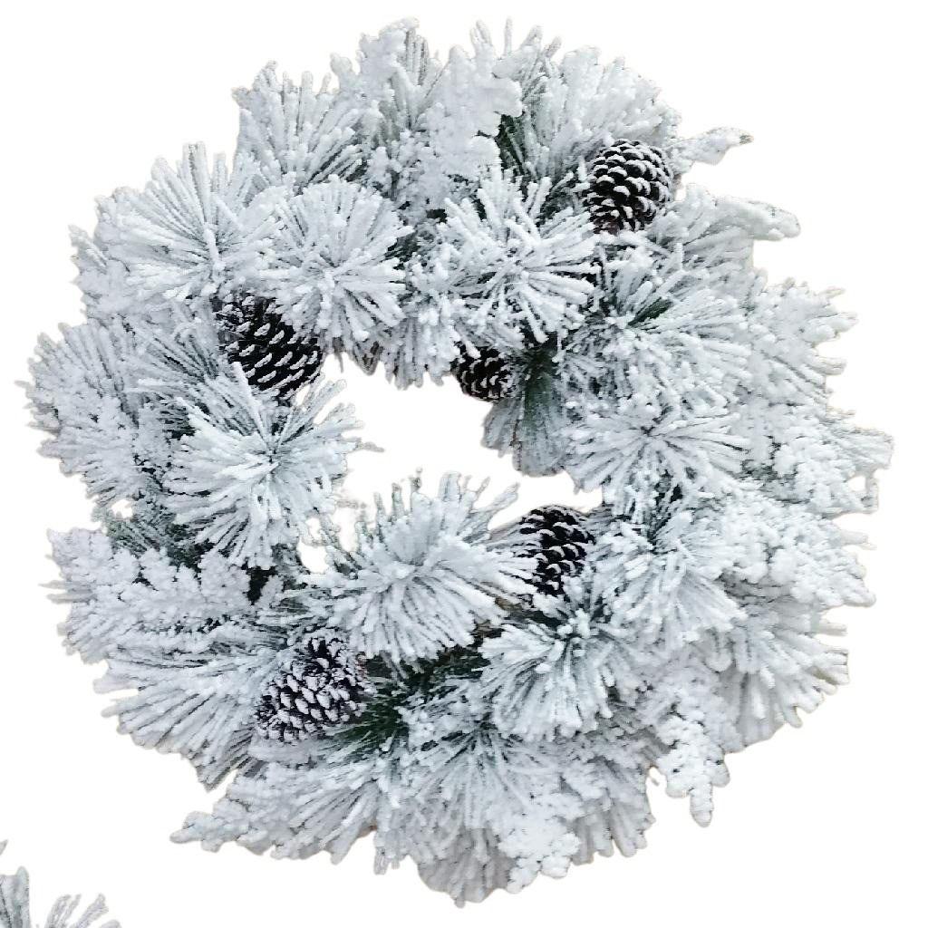 CORONA CON PIGNE, INNEVATO 33% PE 67% PVC 45 RAMI D.60 CM ART.65816 - CORONA CON PIGNE, INNEVATO 33% PE 67% PVC 45 RAMI D.60 CM ART.65816 -