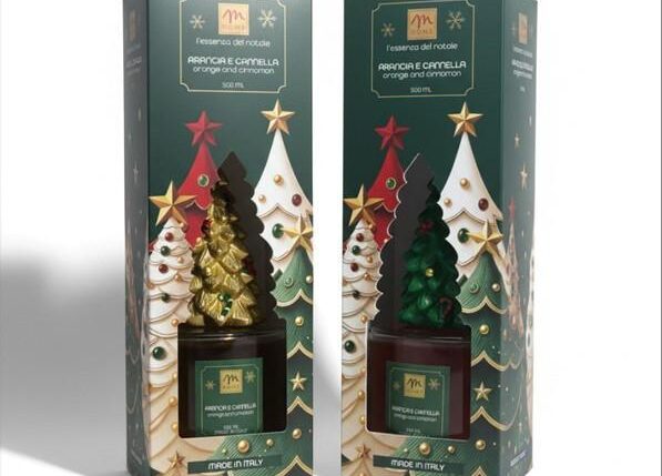 DIFFUSORE DI FRAGRANZA LINEA NATALE PINO ARANCIA & CANNELLA ASS. C/BACCHETTI IN FIBRA ART.38824 -