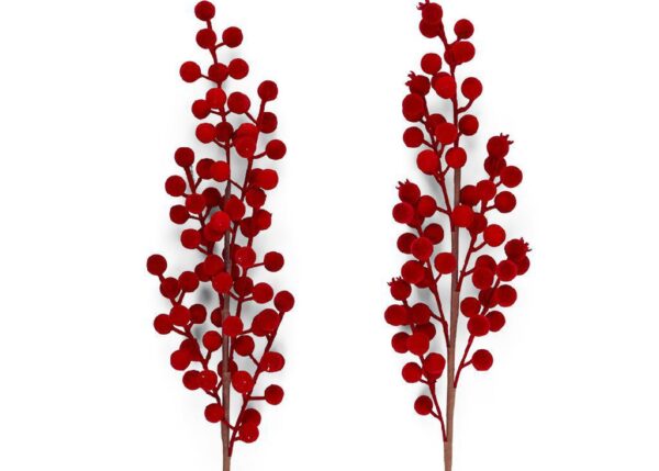 PICK BACCHE FLOCCATO BORDEAUX IN POLISTIROLO E METALLO H.61 CM DESIGN ASSORTITI ART.74259 -