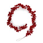 GHIRLANDA BACCHE FLOCCATE BORDEAUX IN POLISTIROLO E METALLO L.175 CM ART.74358 -