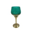 PORTACANDELA ORO VERDE IN VETRO D.13XH.30 CM ART.43023 -