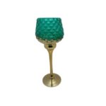 PORTACANDELA ORO VERDE IN VETRO D.13XH.35 CM ART.43030 -