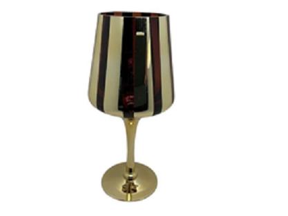 PORTACANDELA ORO AMBRA IN VETRO D.14XH.30 CM ART.43238 - PORTACANDELA ORO AMBRA IN VETRO D.14XH.30 CM ART.43238 -