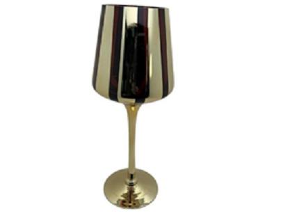 PORTACANDELA ORO AMBRA IN VETRO D.14XH.35 CM ART.43245 -