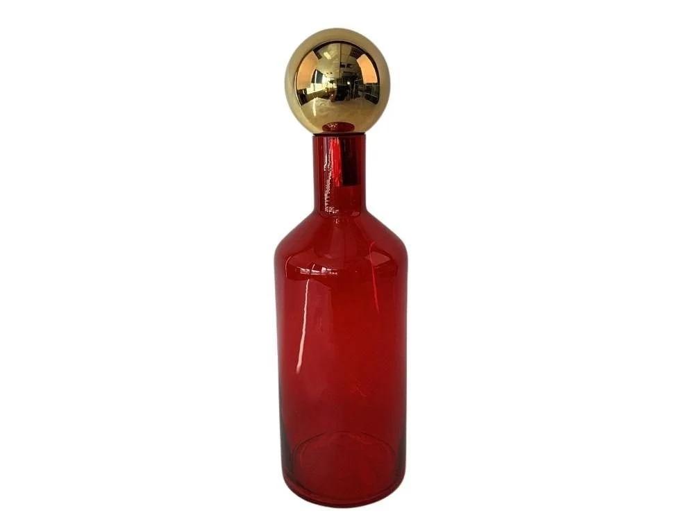 VASO BOTTIGLIONE ROSSO IN VETRO D.16XH.53 CM ART.43504 - VASO BOTTIGLIONE ROSSO IN VETRO D.16XH.53 CM ART.43504 -