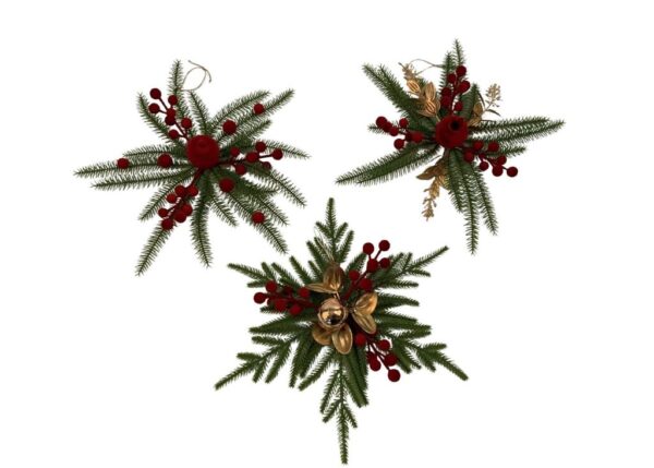 PENDENTE BACCHE E MELOGRANI VELLUTATI ROSSI IN PLASTICA D.35 CM DESIGN ASSORTITI ART.49131 -