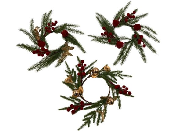 GIROCANDELA BACCHE E MELOGRANI VELLUTATI ROSSI IN PLASTICA D.35 CM DESIGN ASSORTITI ART.49179 -