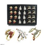 PORTATOVAGLIOLI NATALIZIO CON PERLINE IN METALLO 5X5XH.5 CM DESIGN ASS. ART.55484 -