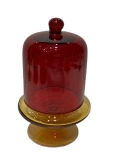 CANDELA PROFUMATA A CAMPANA CON PIEDE FRAGRANZA VANILLA ROSSA/AMBRA IN VETRO 170 GR D.11,5XH.18, 5 CM ART.00597 -