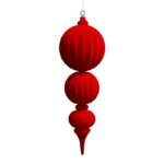 PENDENTE MAGNUM 3 PALLE VELLUTATO ROSSO IN PLASTICA 20X20XH.64 CM ART.02881 -