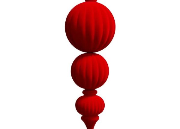 PENDENTE MAGNUM 3 PALLE VELLUTATO ROSSO IN PLASTICA 20X20XH.64 CM ART.02881 -