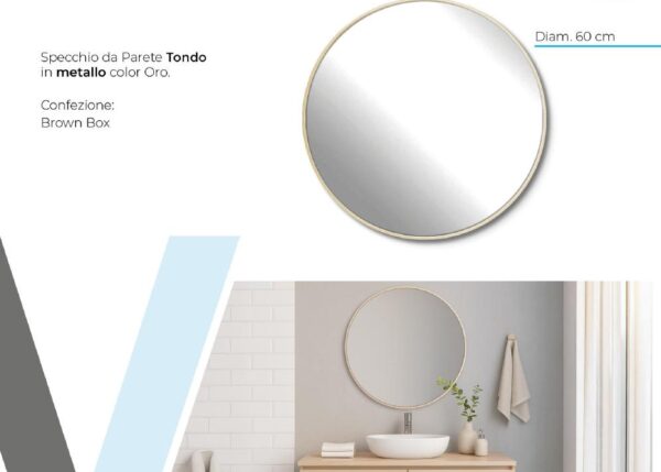 SPECCHIO PARETE TONDO METAL GOLD DIAM.60 ART.S36467/63