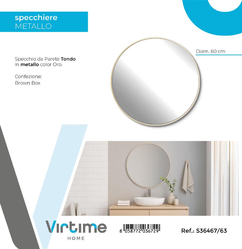 SPECCHIO PARETE TONDO METAL GOLD DIAM.60 ART.S36467/63 SPECCHIO PARETE TONDO METAL GOLD DIAM.60 ART.S36467/63