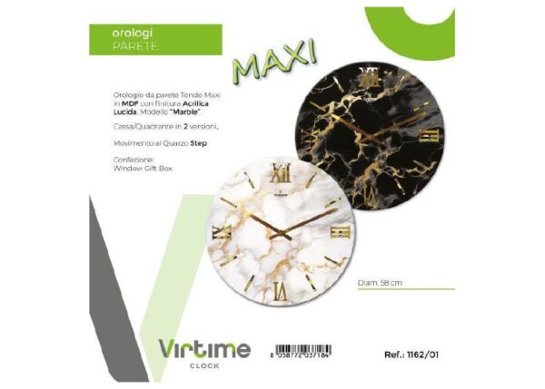 OROLOGIO PARETE MDF ACRYLIC D.58 MARBLE 2 SOG.ASS. ART.1162/01