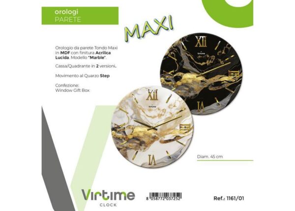 OROLOGIO PARETE MDF ACRYLIC D.45 MARBLE 2 SOG.ASS. ART.1161/01