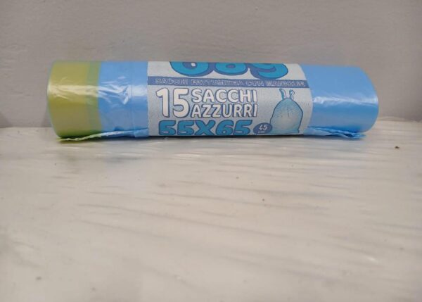 SACCO PATTUMIERA HDPE 55X65 AZZURRO CON MANIGLIE