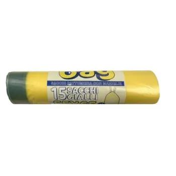SACCO PATTUMIERA HDPE 55X65 GIALLO CON MANIGLIE