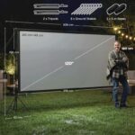 SCHERMO TELO PER PROIETTORE 120" 16:9 HD 4K/8K, ANGOLO DI VISIONE 160OPPIA FACCIATA E TREPPIEDI PIEGHEVOLI, BIANCO