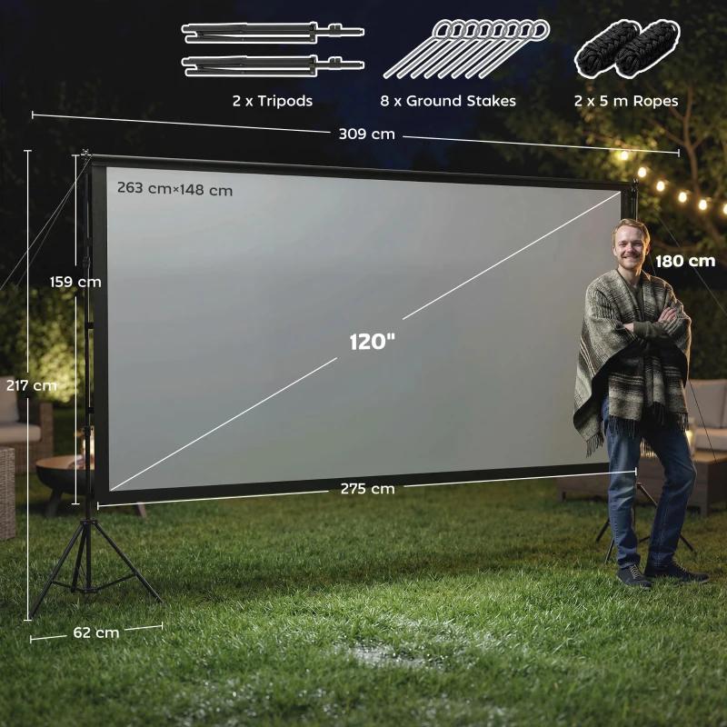 SCHERMO TELO PER PROIETTORE 120" 16:9 HD 4K/8K, ANGOLO DI VISIONE 160OPPIA FACCIATA E TREPPIEDI PIEGHEVOLI, BIANCO SCHERMO TELO PER PROIETTORE 120" 16:9 HD 4K/8K, ANGOLO DI VISIONE 160OPPIA FACCIATA E TREPPIEDI PIEGHEVOLI, BIANCO