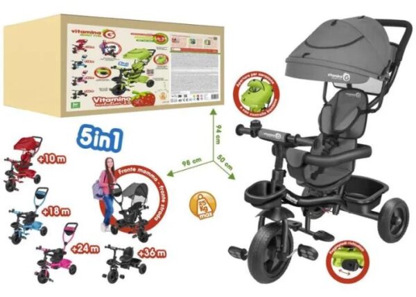 TRICICLO METALLO VITAMINO E.2.0C/PED/PAR.ANTRACITE
