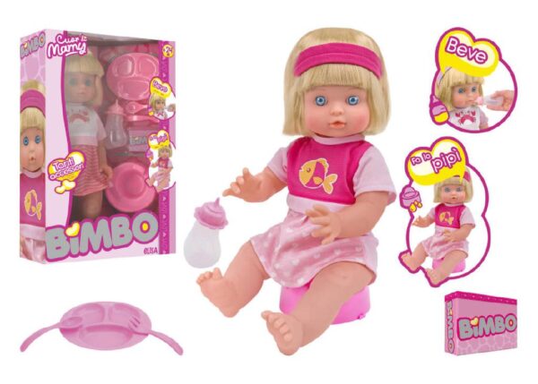 BAMBOLA BEVE/BAGNA 40CM C/ACCESSORI 2ASS.