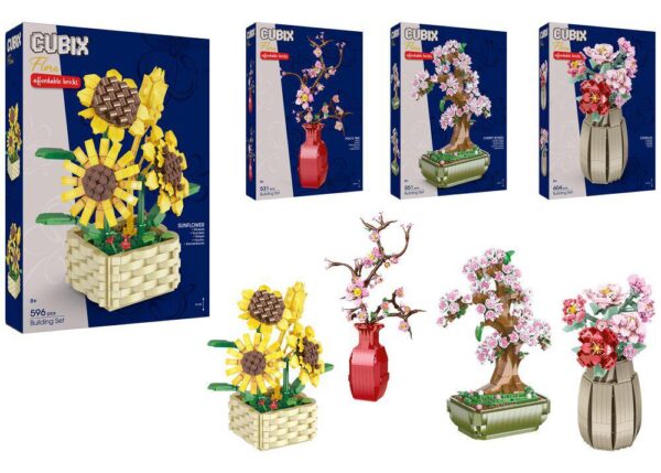 CUBIX COSTRUZIONI FIORI CON VASO 524-500PZ 4 ASS ART.42893