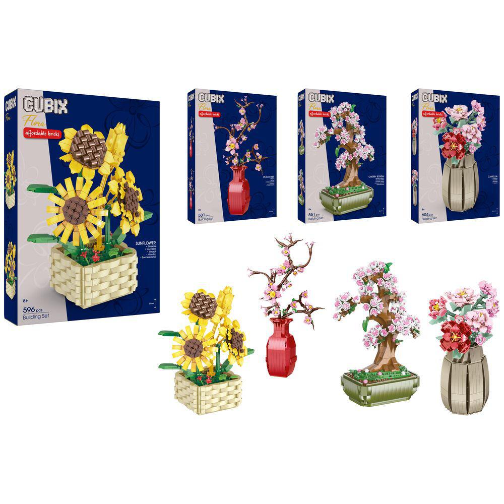 CUBIX COSTRUZIONI FIORI CON VASO 524-500PZ 4 ASS ART.42893 CUBIX COSTRUZIONI FIORI CON VASO 524-500PZ 4 ASS ART.42893