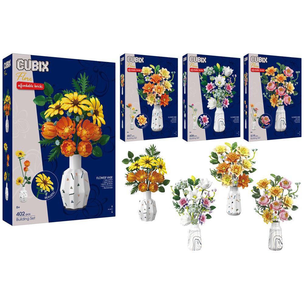 CUBIX COSTRUZIONI VASO COLORATO CON FIORI REALISTICI 4ASS ART.43405 CUBIX COSTRUZIONI VASO COLORATO CON FIORI REALISTICI 4ASS ART.43405