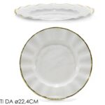 SET PIATTI 6 PIATTI 2.4CM BIANCO C/BORDO ORO ART.491943